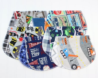 Baby Boy Burp Cloths - Set of 7 - Baby Gift - Soft Flannel Burp Cloths