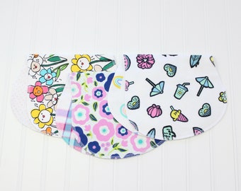 Handmade Flannel Burp Cloths - Set of 3 - Baby Girl Gift