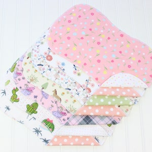 Baby Girl Burp Cloths, Set of 7, Baby Gift, Soft Flannel Burp Cloths image 2