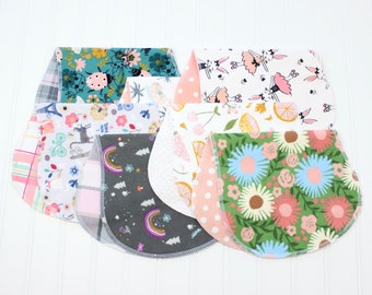 Baby Girl Burp Cloths, Set of 7, Baby Gift, Soft Flannel Burp Cloths