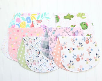 Baby Girl Burp Cloths, Set of 7, Baby Gift, Soft Flannel Burp Cloths