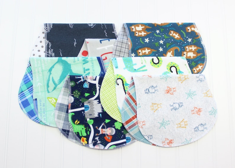 Baby Boy Burp Cloths Set of 7 Baby Gift Soft Flannel Burp Cloths image 1