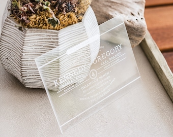 Custom Wedding Luxury Invitations // Acrylic Invitations // Engraved Invitations //