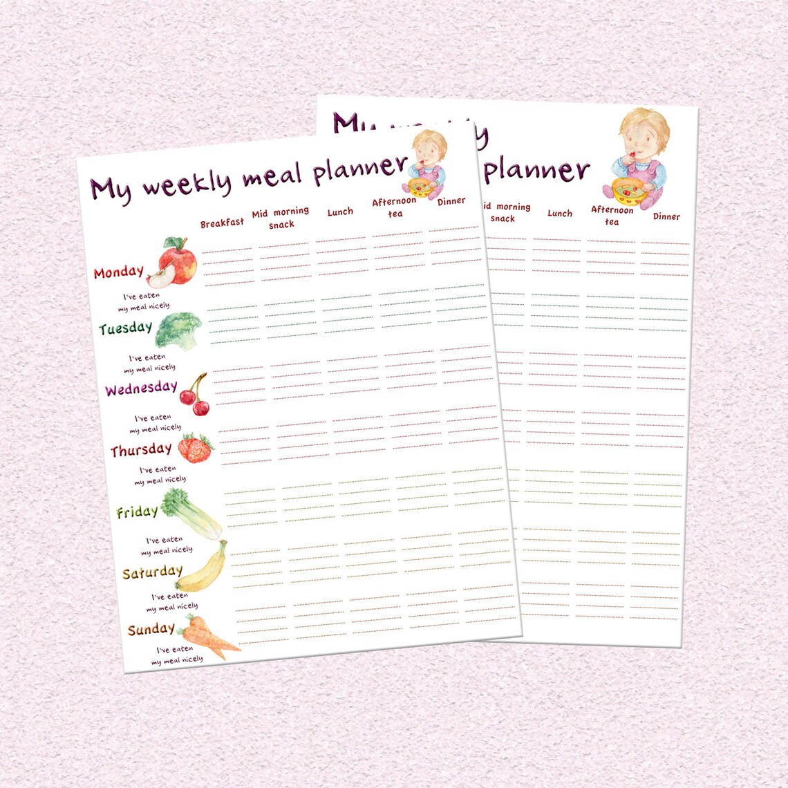 Toddler Weekly Meal Planner Downloadable Feeding Schedule - Etsy