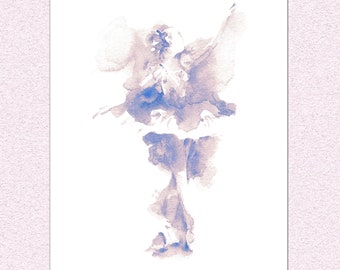 Downloadable ballerina poster decor, printable ballerina wall art painting, instant download dancer watercolor, elegant print gift