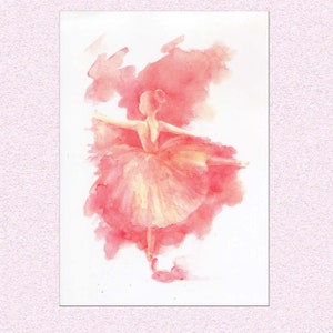 Coral ed watercolour wall art print, ballet dancer artwork, ballerina studio decor, ballet dancer dorm room decoration, dance recital gift