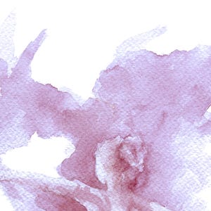 May include: Abstract watercolor painting with a soft, light purple and pink color scheme. The paint is applied in a loose, flowing style, creating a sense of movement and energy.