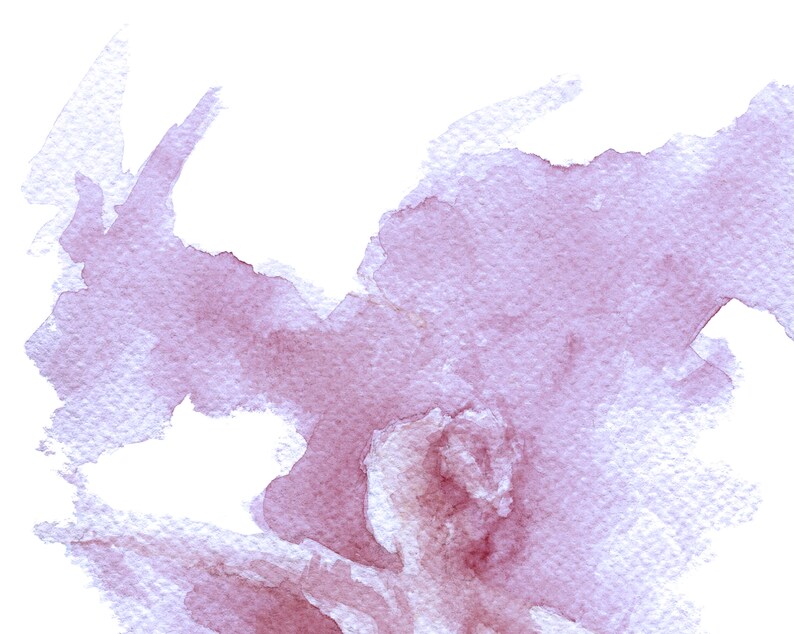 May include: Abstract watercolor painting with a soft, light purple and pink color scheme. The paint is applied in a loose, flowing style, creating a sense of movement and energy.