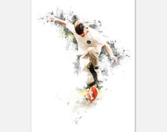Skateboarding poster, minimalistic art, digital watercolour, skateboard painting, skateboarder gift, boyfriend poster, instant download, guy