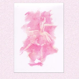 Pink ballerina print from original watercolor painting, magenta girly room decore, ballet dancer art, girl on points decor, lovely gift
