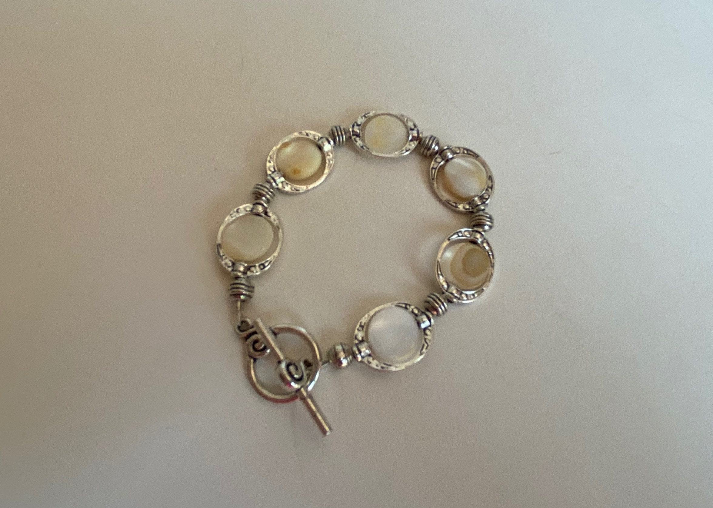 Coin Shaped Mother Of Pearl Bracelet