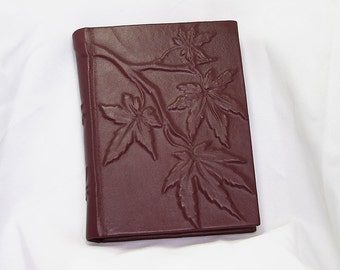 Large leather bound journal handmade blank book Japanese Maple