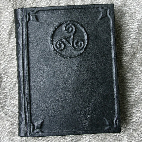 Large leather-bound journal Triskele