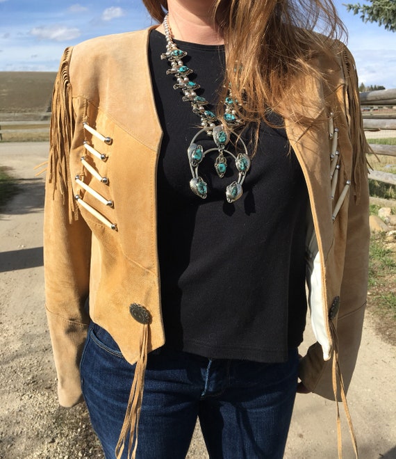Suede Fringe Bone Jacket-Fringe Jacket-Pioneer We… - image 7