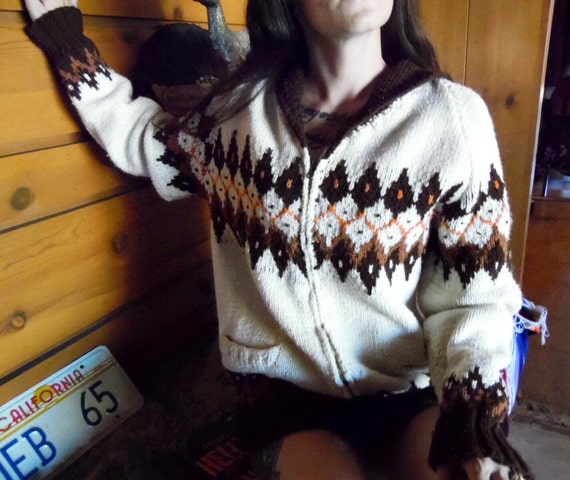 Vintage Handmade Cowichan Sweater -Authentic Handm