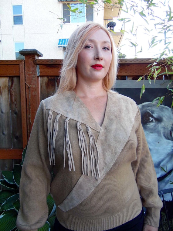 Vintage Fringe Sweater-Suede Fringe-Women's Sweate