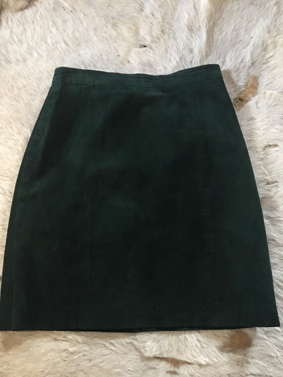 Forest Green Suede Skirt-Vintage Forest Green Skir