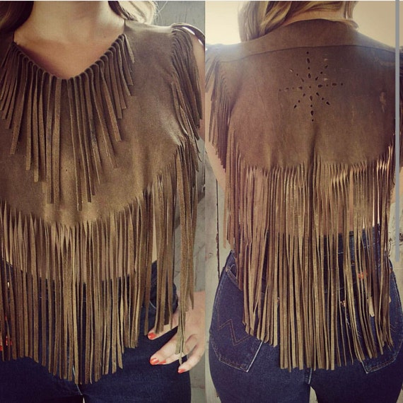 Fringe Leather Caplet-Vintage Fringe-Leather Fring