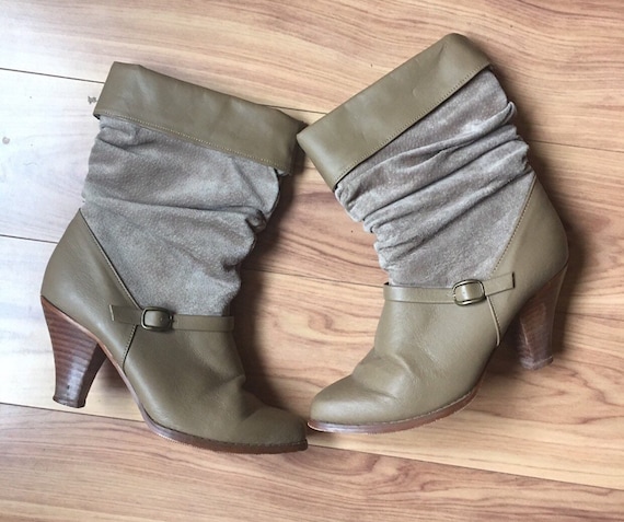 beige suede slouch boots