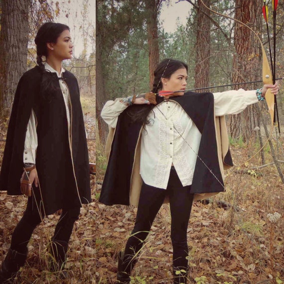 Wool Cape-Vintage Wool Cape-Wool Cloak-Reversible