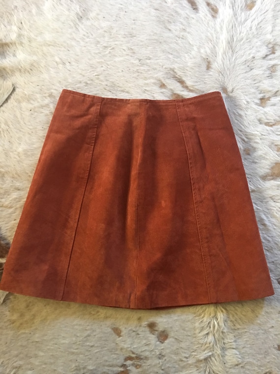 Suede Copper Tan Mini Skirt-Suede Copper Brown Min