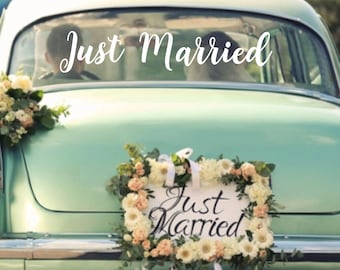 Just Married Car Wedding Sticker Decal,  Removable Vinyl Waterproof Bride Groom Decoration