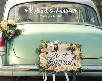 Personalised Just Married Car Decal | Waterproof Vinyl Wedding Decoration