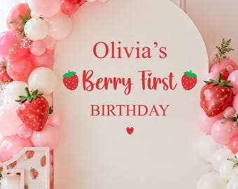 Berry First Birthday Sailboard Balloon Arch Decal Sticker | Custom Bespoke Any Name