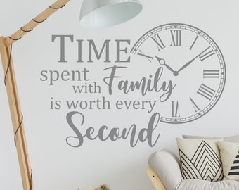 Time Spent with Family is Worth Every Second Wall Quote Decal Sticker | Vinyl Adhesive DIY Living Room Dining Room