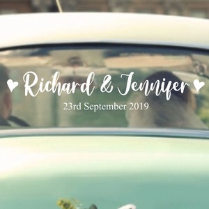 Just Married Personalised Car Wedding Sticker Decal | Removable Vinyl Waterproof Bride Groom Decoration Custom Bespoke