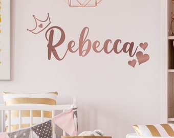 Personalised Princess Crown Wall Sticker | Custom Name Decor for Kids' Room, Nursery Wall Art