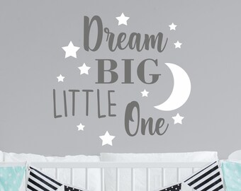 Dream Big Little One Nursery Wall Sticker Decal, Quote Words Vinyl Adhesive Bedroom