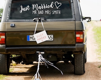 Just Married Personalised Mr & Mrs Wedding Car Sticker | Decal for Newlyweds | Unique Wedding Decor for Cars