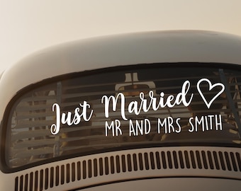 Just Married Personalised Mr & Mrs Wedding Car Sticker | Decal for Newlyweds | Unique Wedding Decor for Cars