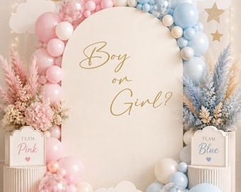 Boy or Girl Balloon Arch Vinyl Decal Sticker | Gender Reveal Party Decoration