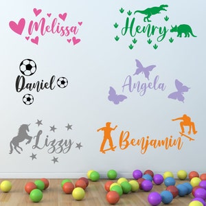 Adesivo de parede com nome personalizado para meninos e meninas, arte em vinil personalizada para berçário
