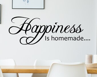 Calcomanías de vinilo con texto en inglés «Happiness is Homeade» (La felicidad es casera), calcomanías inspiradoras de letras de palabras artísticas para pared, para dormitorio, sala de estar Calcomanías de vinilo con texto en inglés «Happiness is Homeade» (La felicidad es casera), calcomanías inspiradoras de letras de palabras artísticas para pared, para dormitorio, sala de estar