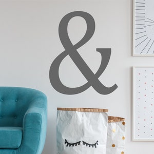 Etiqueta de pared elegante Ampersand, calcomanía de vinilo moderna para decoración elegante, símbolo elegante para dormitorio