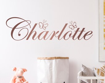 Personalised Name With Butterflies Wall Sticker | Vinyl Decal Removable Adhesive Bespoke Custom