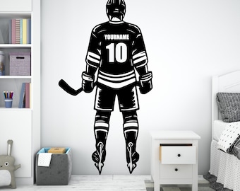 アイスホッケー選手の壁用デカール｜子供部屋用パーソナライズステッカー