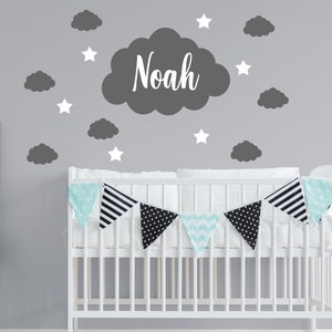 Fluffy Clouds With Personalised Name Wall Sticker