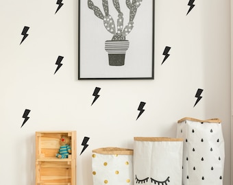 Lightning Bolt Wall Decals, Removable Vinyl Stencils, Nursery Decor