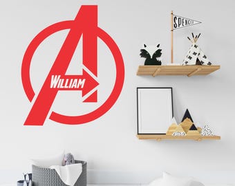 アベンジャーズ スーパーヒーロー 子供用 名前入り 壁掛けビニールステッカー パーソナライズ
