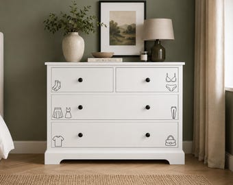 Chest of Drawers Storage Vinyl Decal Icons For Clothing and Accessories | Kids Bedroom Nursery