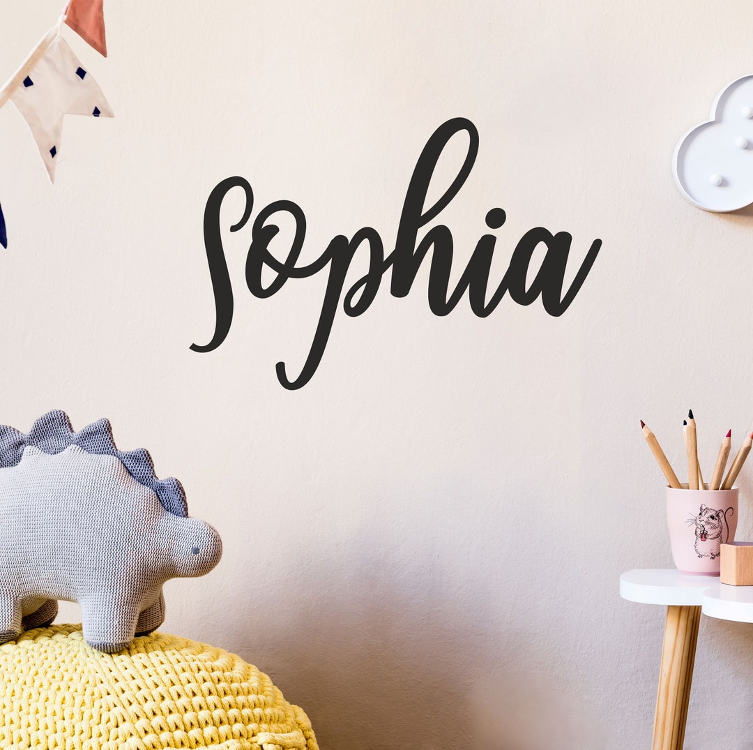 Personalised Cute Wall Sticker Decal, Script Bespoke Name Text, Kids ...