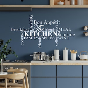 Kitchen Wall Sticker - Cloud Style Word Decor, Inspirational Wall Sticker, Words Art Decal, Modern Kitchen Decor