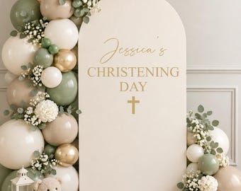 Christening Day Sailboard Balloon Arch Decal Sticker | Custom Bespoke Any Name