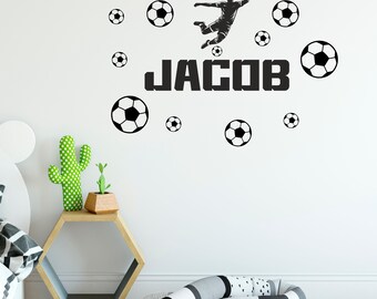 サッカー選手名入りウォールステッカー｜男の子用デカール 子供部屋用