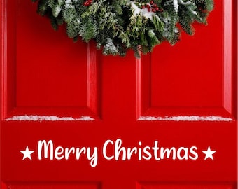 Merry Christmas Front Door or Wall Sticker Decal