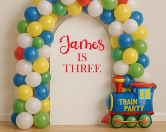 Name is Age Personalised Stickers For Sail Board | Kids Boys Birthday Signs Vinyl Decal Wording Balloon Arch